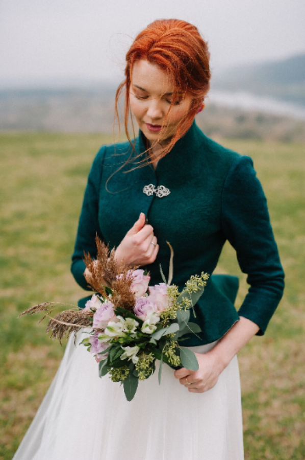 Scottish style bridal Jacket, Bridal Jacket, Felted Green Bolero, Scotland Wedding Jacket, Forest Green Coat, Blazer